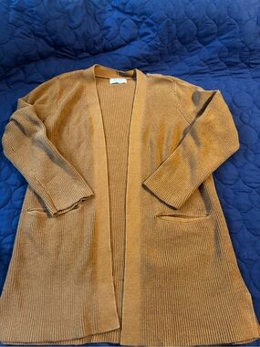 Old Navy Camel Open-Front Ribbed Cardigan